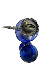 Cobalt Blue Vintage Glass Oil Lamp
