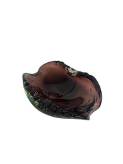 Purple Burgundy Murano Bullicante Hand Blown Glass Dish Ashtray