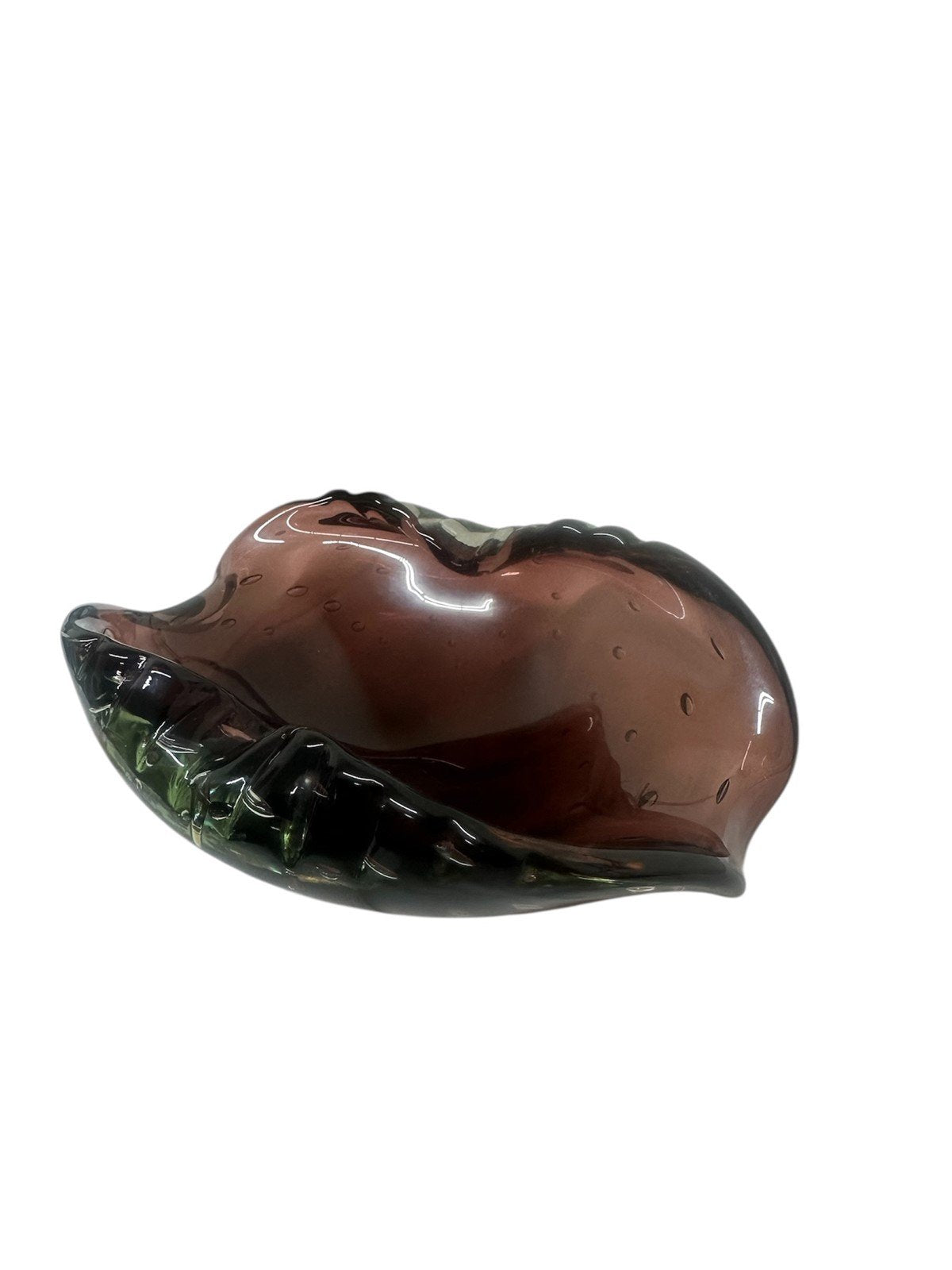 Purple Burgundy Murano Bullicante Hand Blown Glass Dish Ashtray