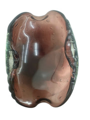 Purple Burgundy Murano Bullicante Hand Blown Glass Dish Ashtray