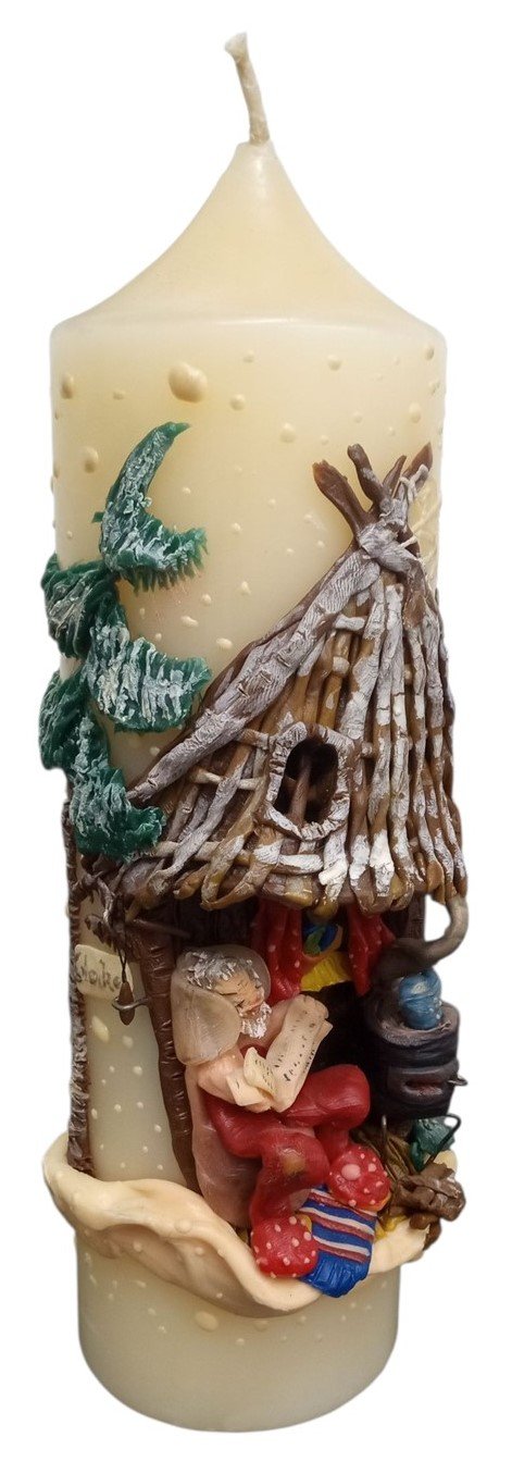 Handarbeit Sculpted German Pillar Candle 9.5" Decorative Art Unique Collectible