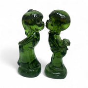 Fenton Green Vintage Boy & Girl Kissing Glass