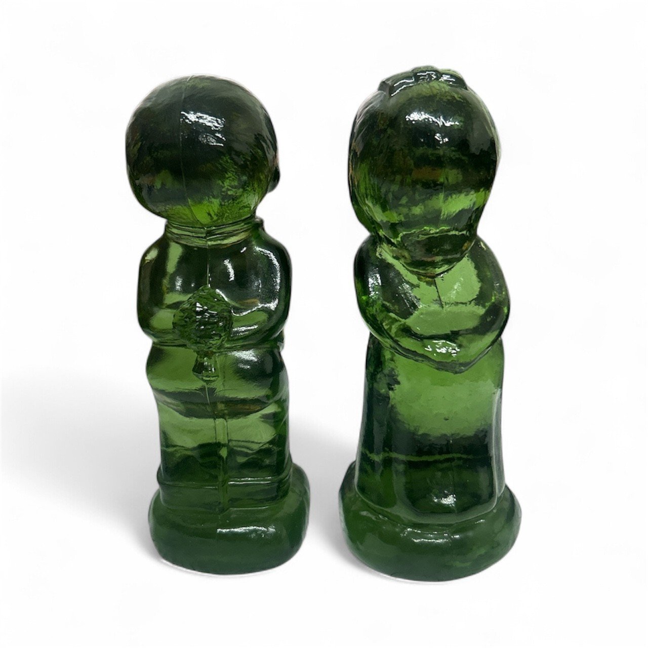 Fenton Green Vintage Boy & Girl Kissing Glass