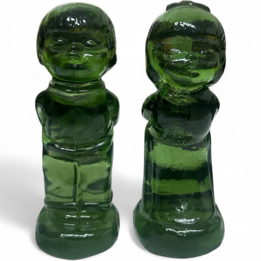 Fenton Green Vintage Boy & Girl Kissing Glass