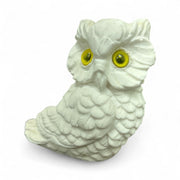 Handmade Norleans Vintage Alabaster Salt Stone White Pair Owls with Yellow Eyes