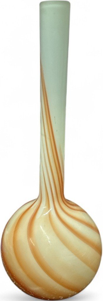 Opaline Empoli Orange and White swirl Glass Vase