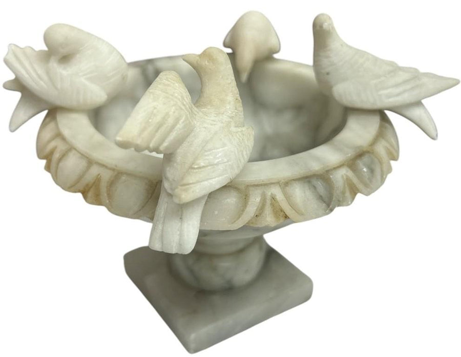 Italian Alabaster/Marble 4 Doves Mini Vintage Birdbath