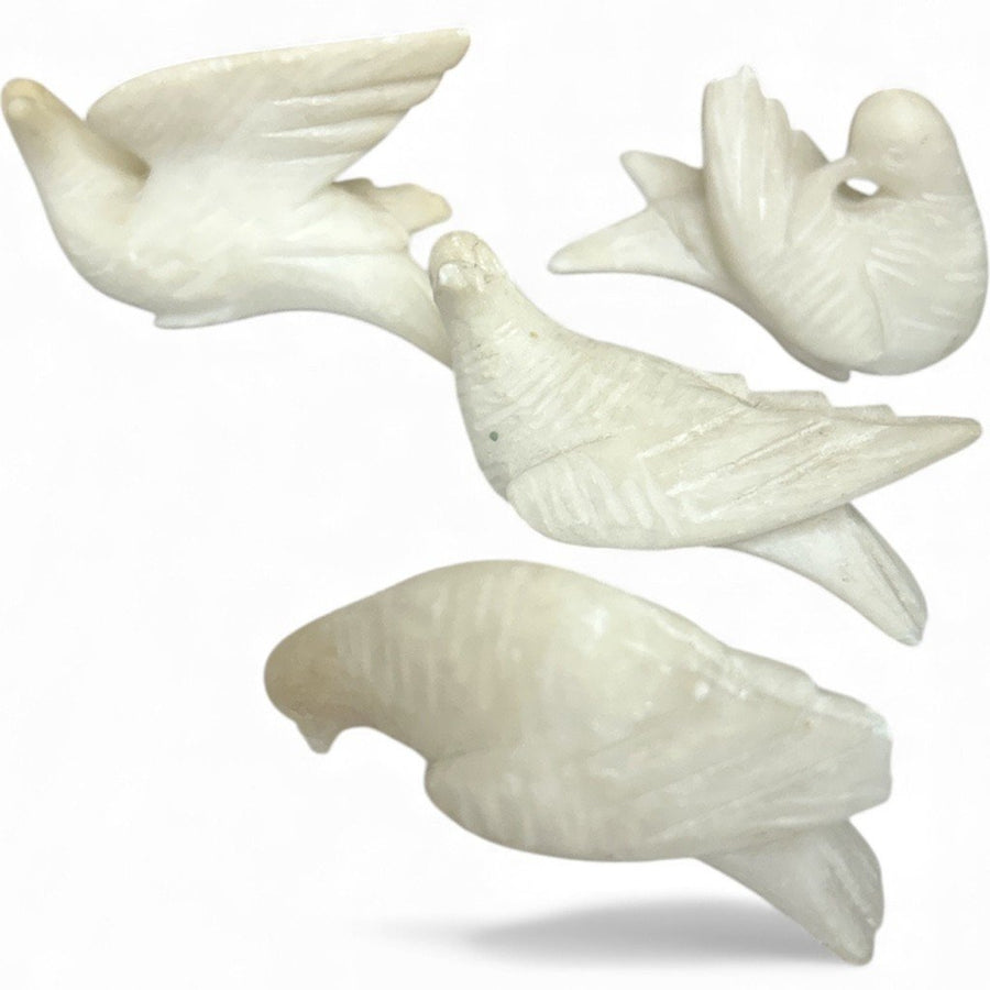 Italian Alabaster/Marble 4 Doves Mini Vintage Birdbath