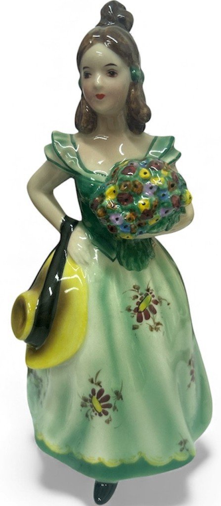 Hand Painted Wein Keramos Shirley Woman with Flowers Figurine