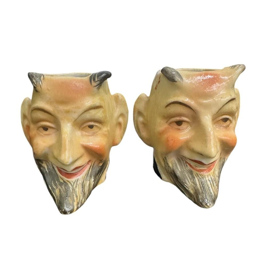 MCM Occupied Japan Hand-Painted Miniature Devil Toothpick Mugs