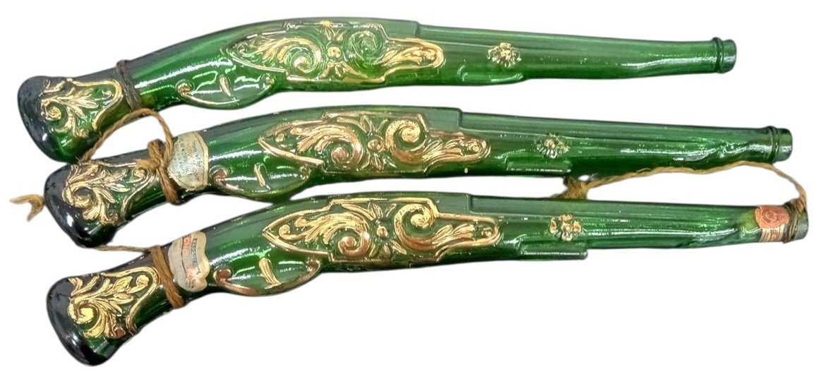 Barsottini Vino Rosso Rifle Glass Decanters Set Of 3 Vintage Art Glass Gift Idea