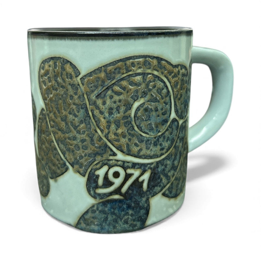 Abstract Fajance Blue and Brown Royal Copenhagen 1971 Annual Mug