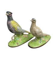 Hand Painted Vintage Set of Ceramic Male and Female Pheasant Figurines