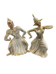 MCM 1940s Yona California Gold Speckled Thai Siamese Dancer Figurines