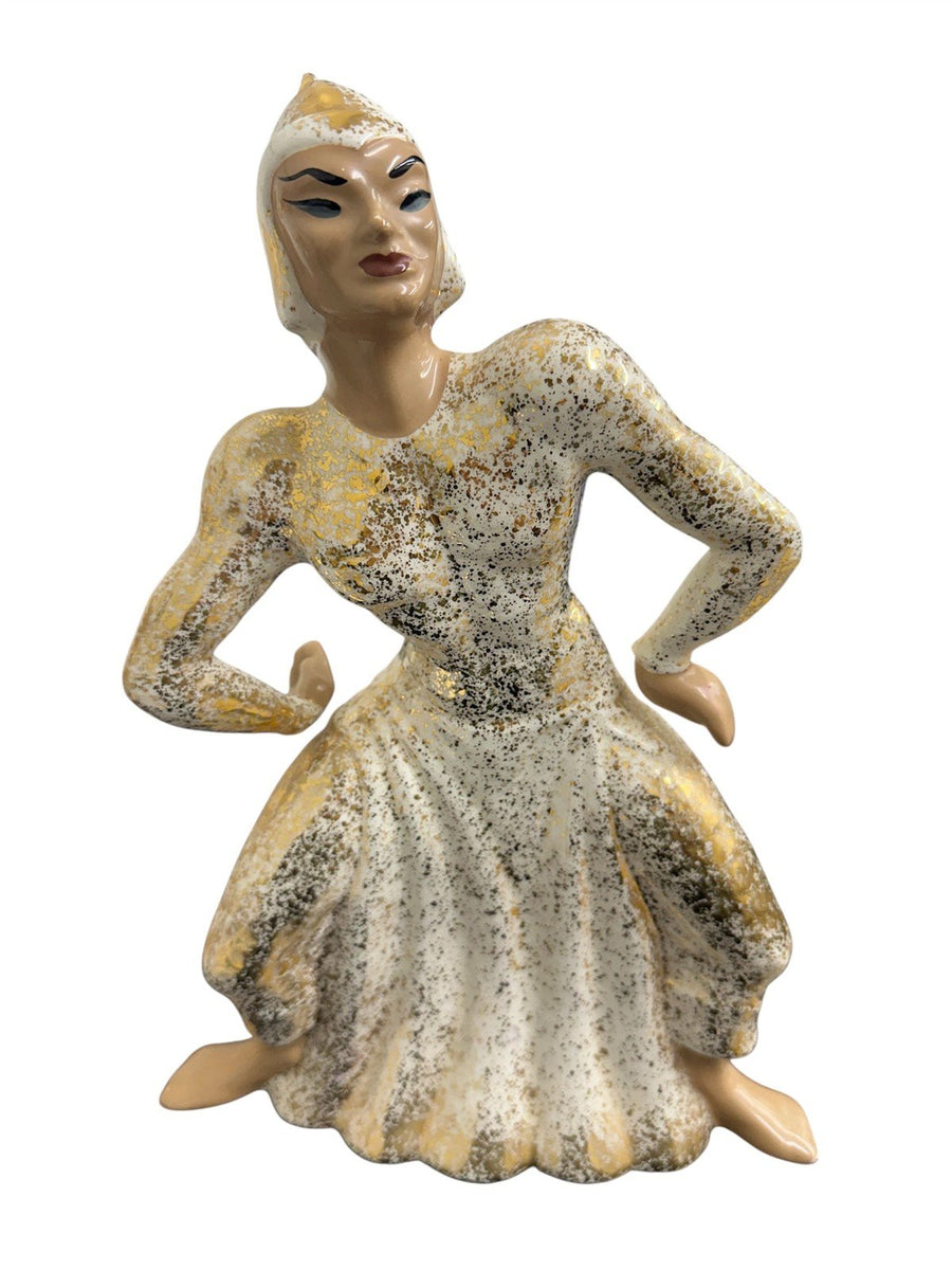 MCM 1940s Yona California Gold Speckled Thai Siamese Dancer Figurines