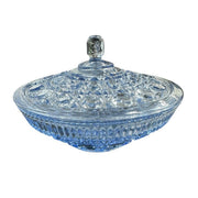 Windsor Blue Vintage Indiana Glass Button & Cane Covered Candy Dish Bowl