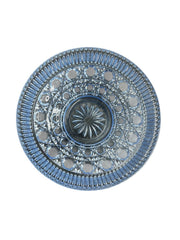 Windsor Blue Vintage Indiana Glass Button & Cane Covered Candy Dish Bowl