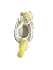 Occupied Japan Porcelain Cherub Angel and Swan Planter