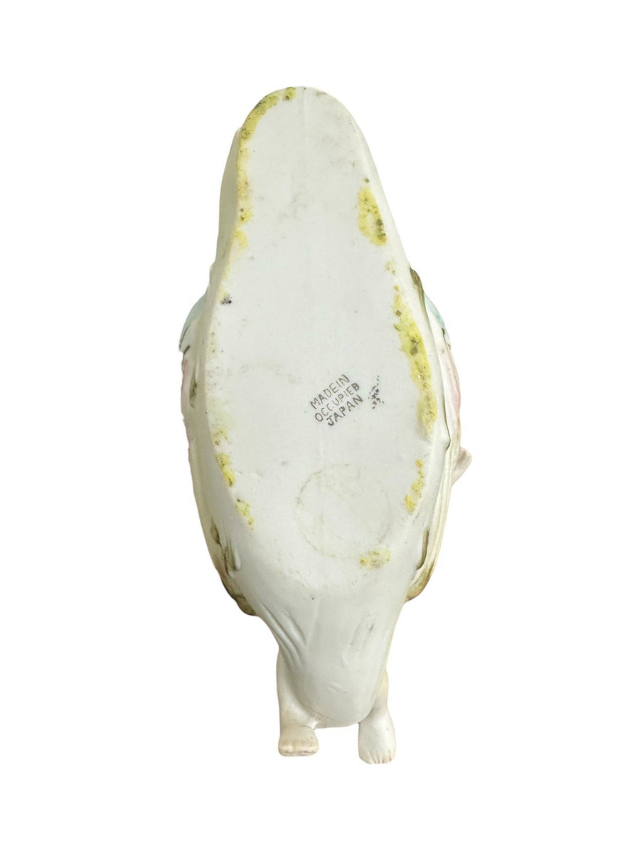 Occupied Japan Porcelain Cherub Angel and Swan Planter