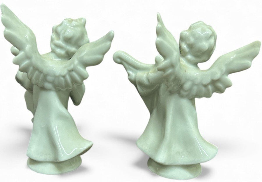 Pair of Biscuit Porcelain Mid Century Vintage Angels