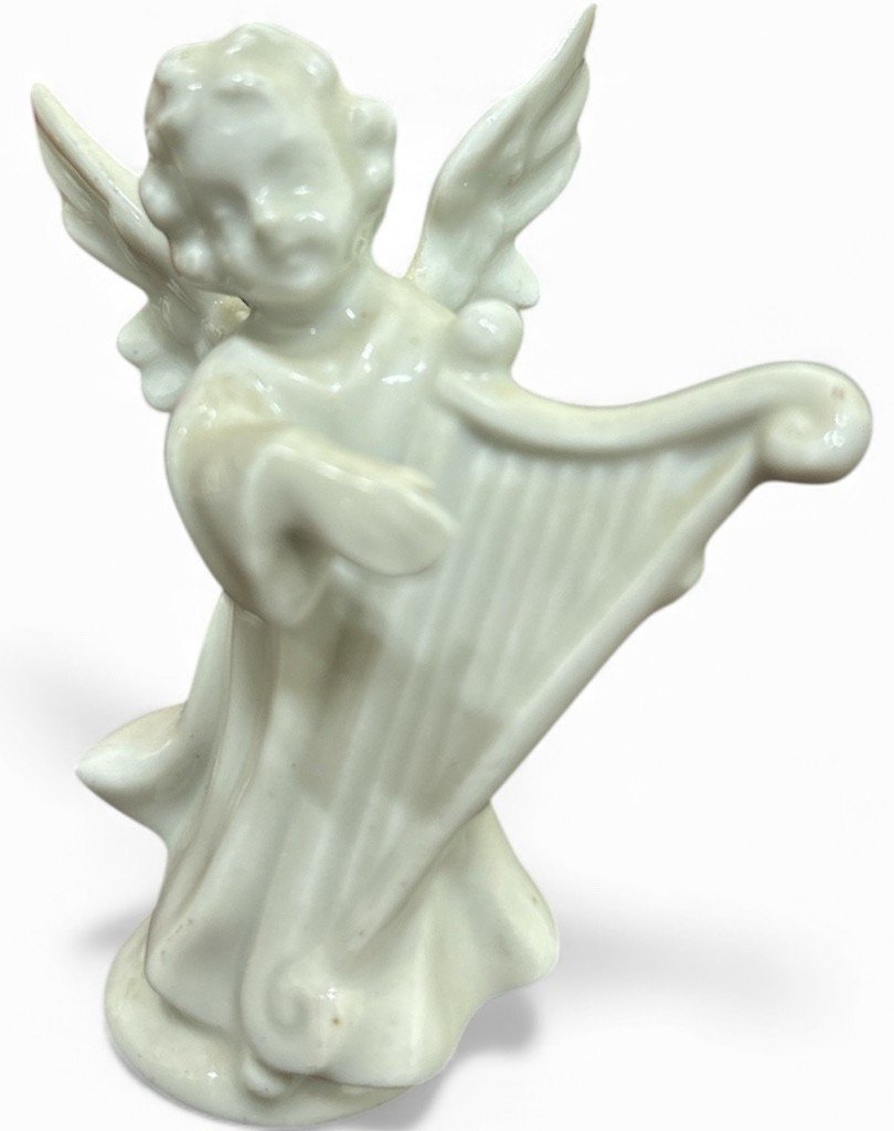 Pair of Biscuit Porcelain Mid Century Vintage Angels