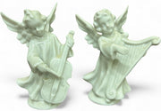 Pair of Biscuit Porcelain Mid Century Vintage Angels