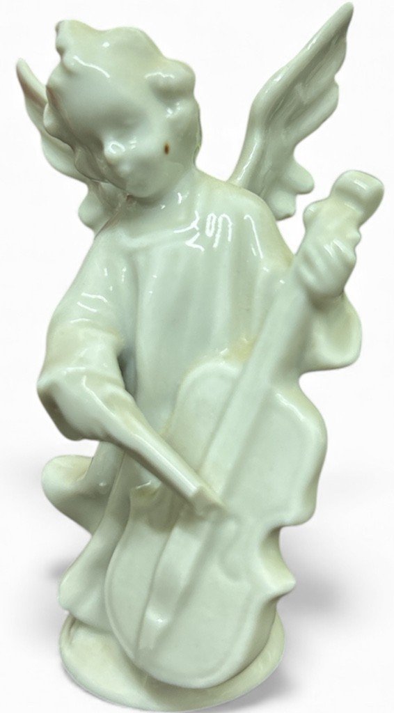 Pair of Biscuit Porcelain Mid Century Vintage Angels