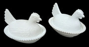 Indiana Or Mosser Milk Glass Hen Candy Dishes Kitchenware Vintage Collectible