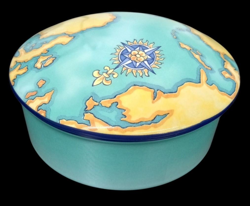 Tiffany & Co Tauck World Discovery Trinket Box/Powder Dish 2000 Retro Nostalgic