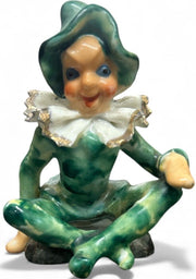 Medieval Renaissance Vintage Occupied Japan Green Sitting Jester