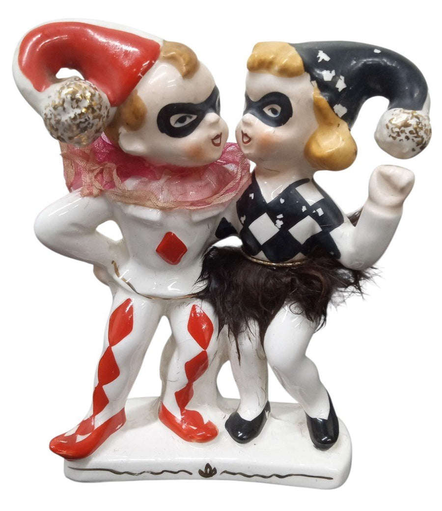 Sonsco Harlequin Jesters Figurine 5" Japan Decorative Collectible Nostalgic