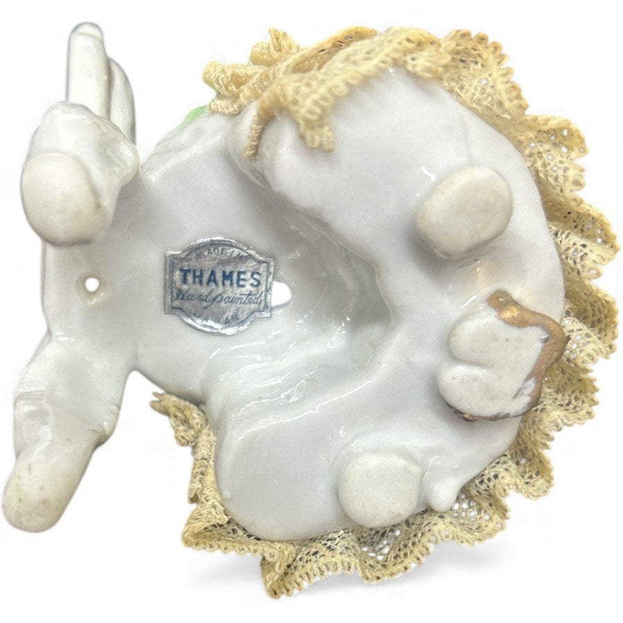 Victorian Thames Porcelain Lace Woman Sitting on a Chair