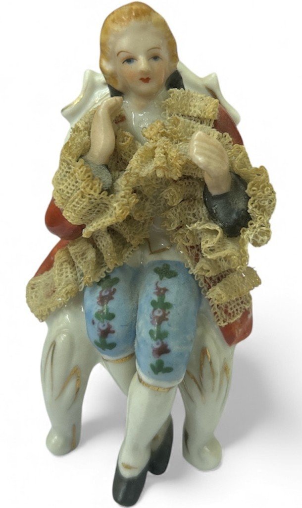 Victorian Vintage Porcelain Man Sitting in a Chair