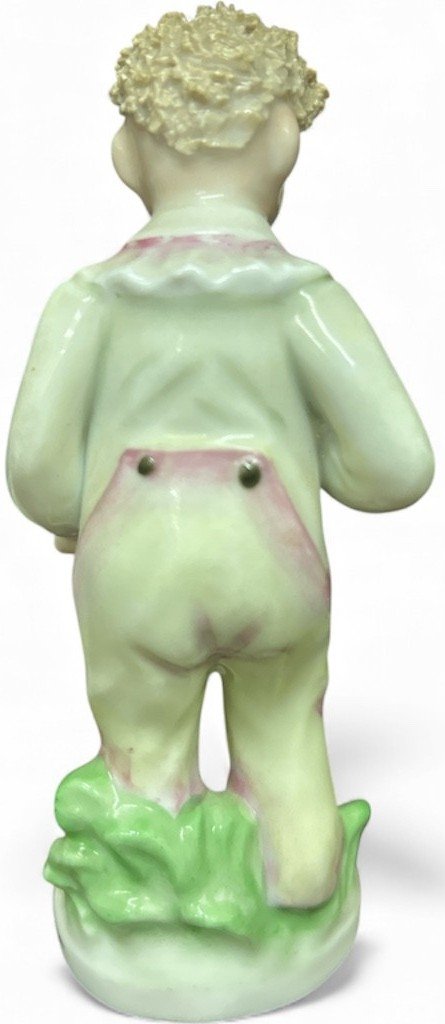 Lefton Vintage Spaghetti Haired Porcelain Hoop Boy