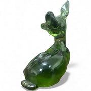 Fenton Glass Mid Century Green Deer Laying Down