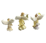 Bradford Heirloom Classics Set of 3 Feathered Yellow Millennial Angel Ornaments