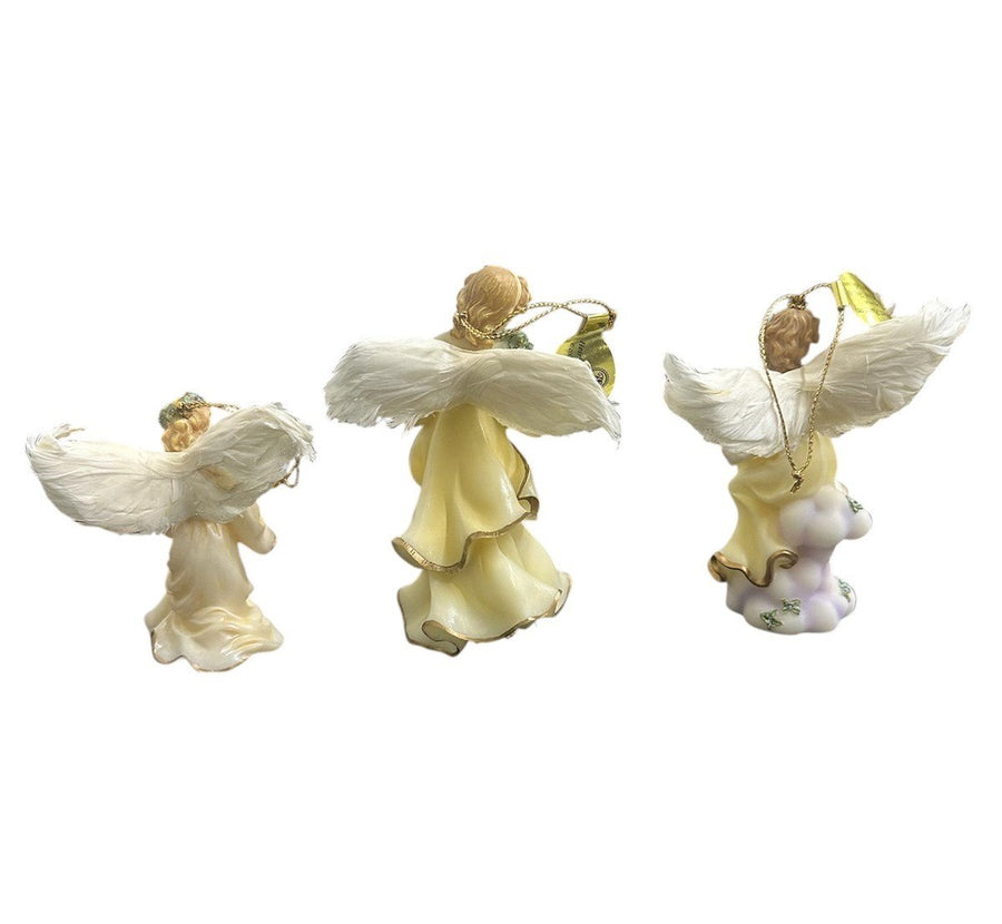 Bradford Heirloom Classics Set of 3 Feathered Yellow Millennial Angel Ornaments
