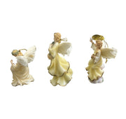 Bradford Heirloom Classics Set of 3 Feathered Yellow Millennial Angel Ornaments