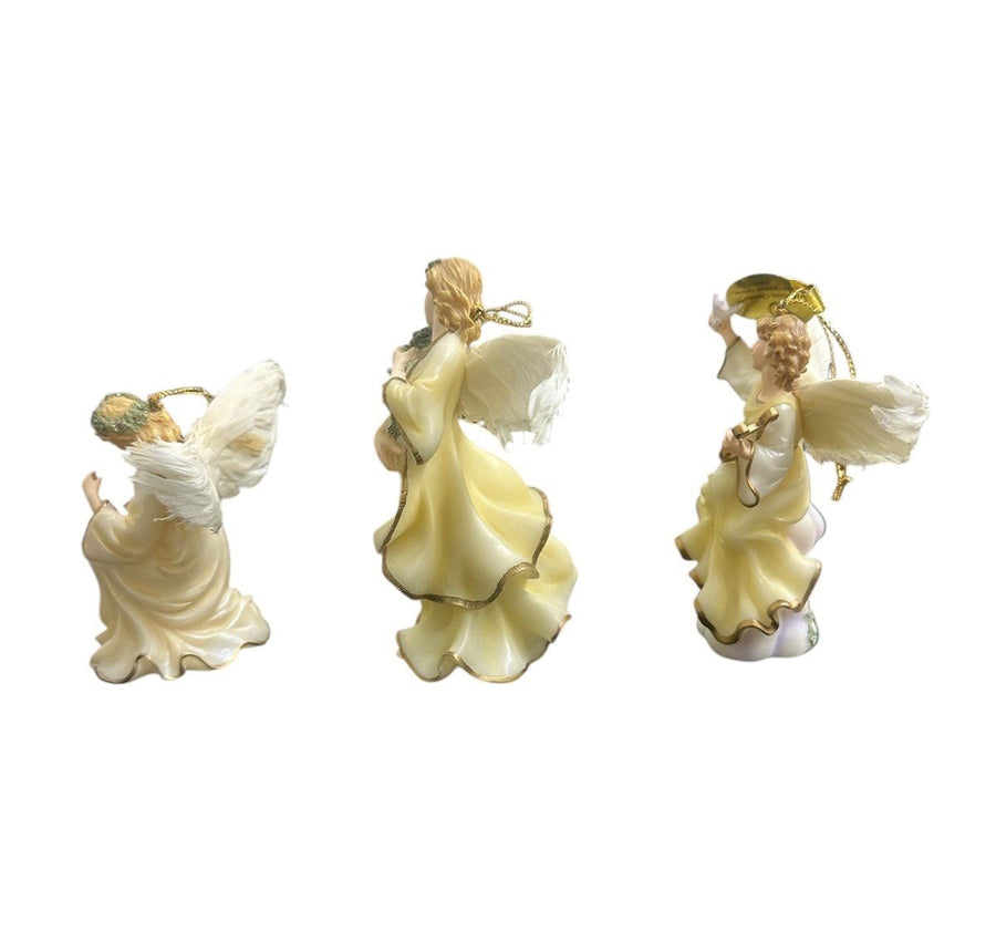 Bradford Heirloom Classics Set of 3 Feathered Yellow Millennial Angel Ornaments