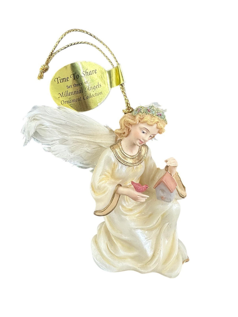 Bradford Heirloom Classics Set of 3 Feathered Yellow Millennial Angel Ornaments