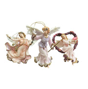 Bradford Heirloom Classics Set of 3 Feathered Pink Millennial Angels Ornaments