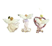 Bradford Heirloom Classics Set of 3 Feathered Pink Millennial Angels Ornaments