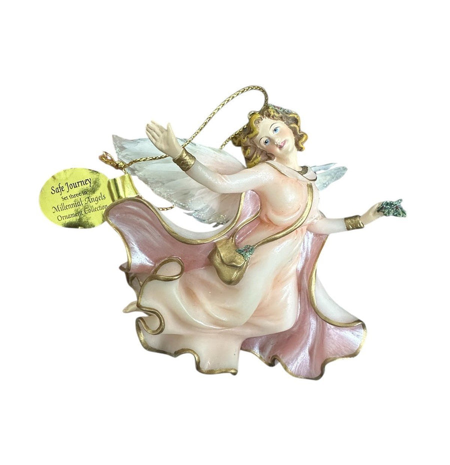 Bradford Heirloom Classics Set of 3 Feathered Pink Millennial Angels Ornaments