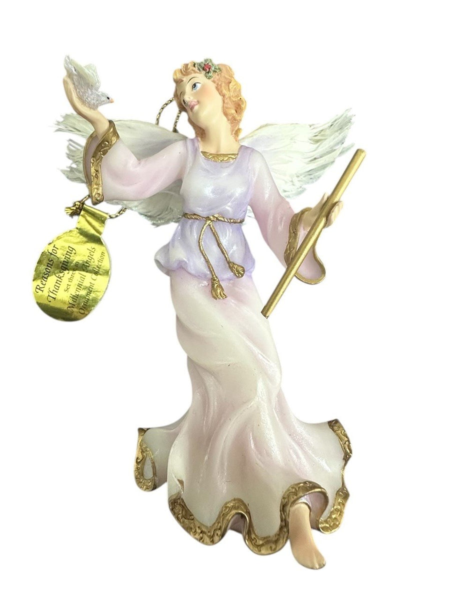 Bradford Heirloom Classics Set of 3 Feathered Pink Millennial Angels Ornaments