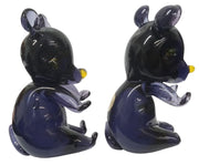 Murano Purple Glass Bear Figurines 4.5" Set Of 2 Art Glass Vintage Collectible