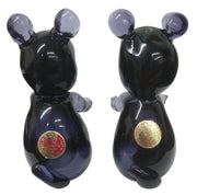 Murano Purple Glass Bear Figurines 4.5" Set Of 2 Art Glass Vintage Collectible