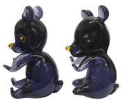 Murano Purple Glass Bear Figurines 4.5" Set Of 2 Art Glass Vintage Collectible