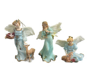 Bradford Heirloom Classics Set of 3 Feathered Blue Millennial Angels Ornaments