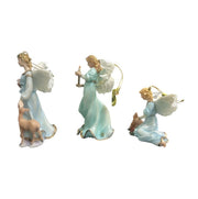 Bradford Heirloom Classics Set of 3 Feathered Blue Millennial Angels Ornaments
