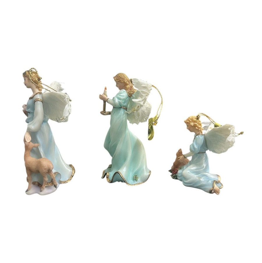 Bradford Heirloom Classics Set of 3 Feathered Blue Millennial Angels Ornaments
